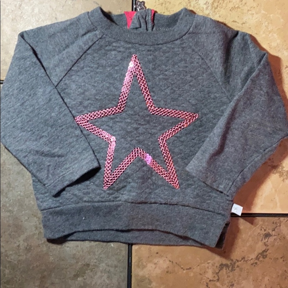 Heidi Klum Quilted Sequin Star Top with Zipper Star Back Size 9m Gray & Pink